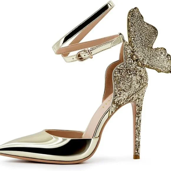 ✨ Gold Butterfly Stiletto Heels | Size 8 | Gently Used ✨ - Picture 2 of 7